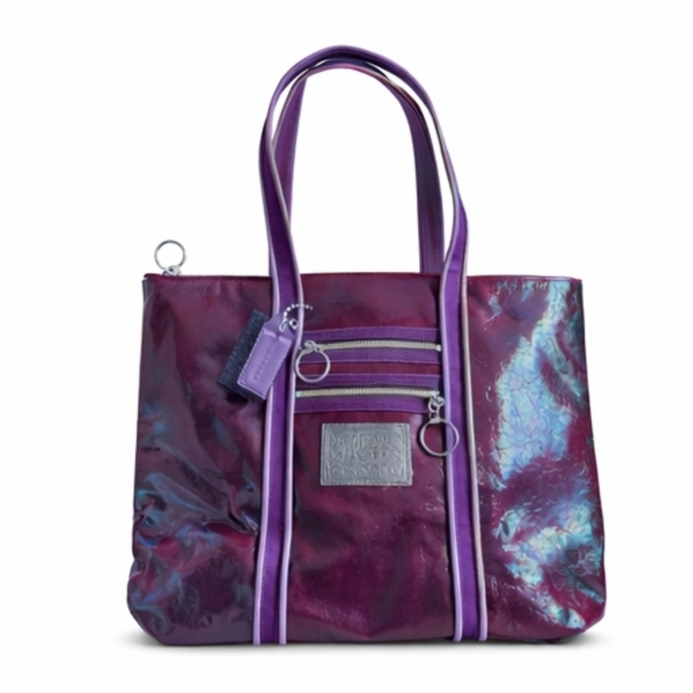Coach Poppy Glam Patent Leather Tote in Gorgeous Purple/Burgandy - Picture 1 of 7